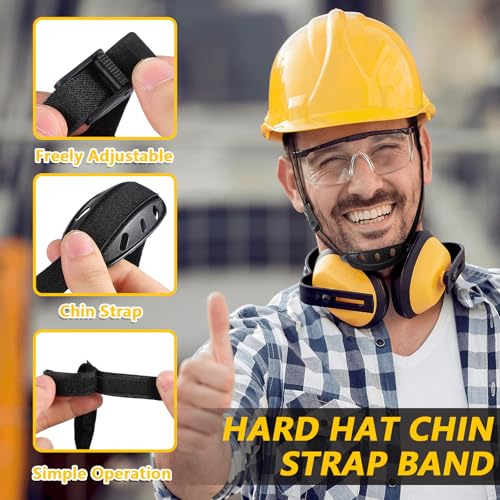 Hard Hat Chin Strap Replacement - Adjustable Helmet Strap with Chin Cup, Plastic and Polyester, Universal for Construction Helmets, Black - 15.92X1.49X0.59in - color: Black