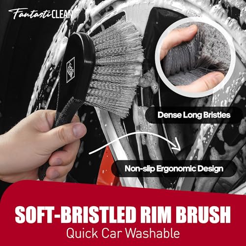Fantasticlean 7PCS Car Wheel Brush Kit for Car Owners Detailers, Soft-bristled Brush, Tire brush for Car Detailing, Rim Cleaning Tape, Bendable & Curved Brushes and Pads for Home Shop, Cars Trucks RVs - size: 7PCS-WDK004