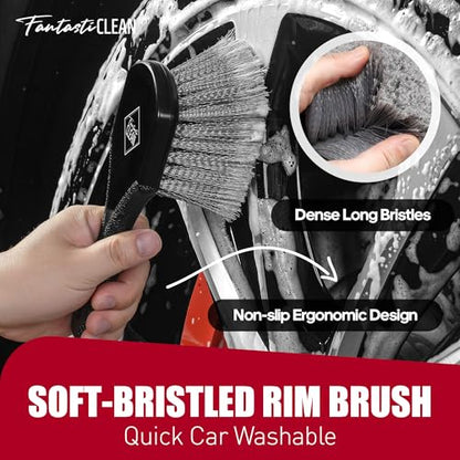 Fantasticlean 7PCS Car Wheel Brush Kit for Car Owners Detailers, Soft-bristled Brush, Tire brush for Car Detailing, Rim Cleaning Tape, Bendable & Curved Brushes and Pads for Home Shop, Cars Trucks RVs - size: 7PCS-WDK004