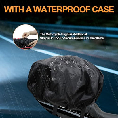 MDSTOP Motorcycle Tail Bag, Dual Use Seat Helmet Bag Backpack with Waterproof Rain Cover, 22L-34L Expandable Motorcycle Rear Seat Bag (Black+Red, M)