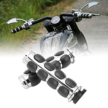 DREAMIZER 25.4MM Motorcycle Handlebar Grips 1 inch Compatible with Honda Shadow Spirit 750 Valkyrie Fury VTX1300 VTX1800 VT400 VT750 VT1100 - Smooth - style: Flat-chrome