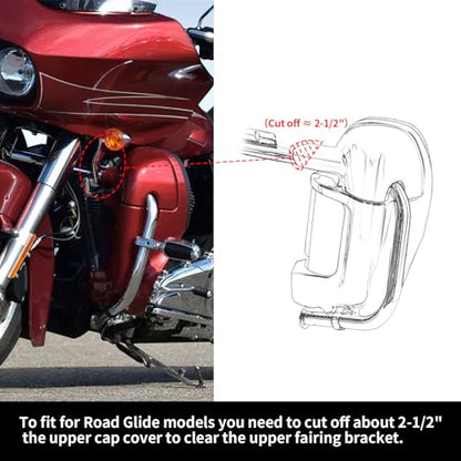 XFMT Lower Fairing Motorcycle Lower Vented Leg Fairing with 6.5" Speaker Pods Fit For Harley Davidson Touring Road King Street Glide Electra Glide 1983-2013, Vivid Black - color: W/ Speaker Pods For '83-'13