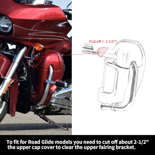 XFMT Lower Fairing Motorcycle Lower Vented Leg Fairing with 6.5" Speakers & Grills Fit for Harley Davidson Touring Road King Street Glide Electra Glide 1983-2013, Vivid Black - color: W/ Speakers & Grills For '83-'13