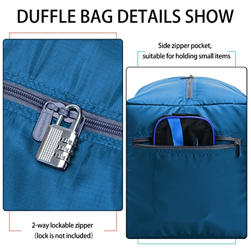 iFARADAY Foldable Duffel Bag 30" / 75L Lightweight with Water Rresistant for Travel-Blue - color: Blue-75L