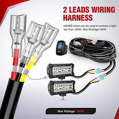 Nilight 16AWG Strobe Light Wiring Harness Kit 2 Leads Customized for 6 Modes Amber White Strobe Lights LED Work 12V 40A On Off 8 Pin Switch Modes Changing Memory Reset Function - size: 2 Leads-5PIN Switch--Wiring Harness