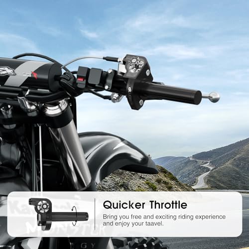 Throttle Grip Throttle Cable Motorcycle 22mm Universal CNC Aluminum Accelerator Throttle Twist Grips Handlebars for KLX CR CRF EXC XR TTR CB SSR ATV Dirt Bike Pit Bike - color: Black