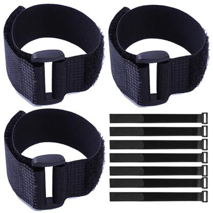 Fastening Hook and Loop Cable Straps,10Pack Black Self-Adhesive Cable Ties,Nylon Securing Straps with Buckles,Adjustable and Reusable Cinch Straps for Cords Organized and Tidy(1" x 20") - size: 1" x 20"