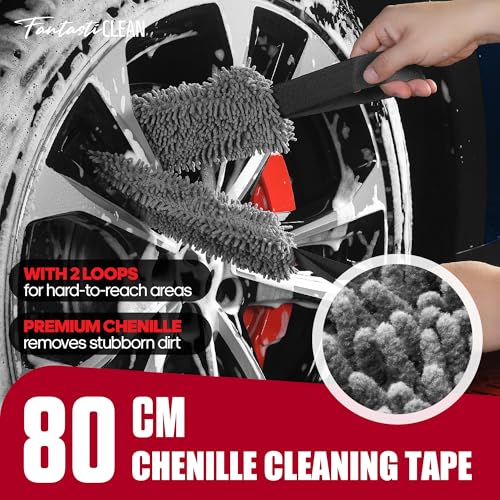 Fantasticlean 7PCS Car Wheel Brush Kit for Car Owners Detailers, Soft-bristled Brush, Tire brush for Car Detailing, Rim Cleaning Tape, Bendable & Curved Brushes and Pads for Home Shop, Cars Trucks RVs - size: 7PCS-WDK004