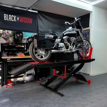 Motorcycle Lift Table, Pneumatic, 1,500 lb, ProLift, 31.25" H, Jack, Black Widow