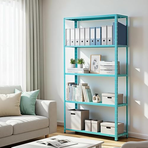 Storage Shelves, Heavy Duty 5-Tier Shelf Organizer & Adjustable Garage Shelving Unit, 2500 lbs Capacity, Metal Shelves, 68" H x 35" W x 12" D - size: 68" H x 35" W x 12" D-Light Green