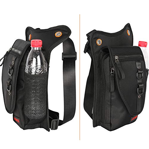 Larswon Thigh Pouch Bag - Tactical Waist Pack for Motorcycle, Waterproof Black - color: Black