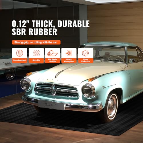 VEVOR Diamond-Plate Rubber Flooring Roll, 3 mm x 4 ft x 6 ft Garage Floor Mat, SBR Rubber Garage Flooring Roll, Easy to Clean, Diamond Plate Rubber Mat for Under Cars, Garage Industry Gym, Black - size: 4 ft x 6 ft