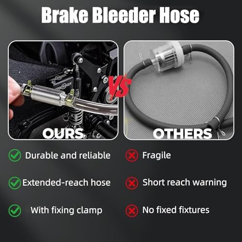 2Set Brake Bleeder Kit,Hose with One-Way Check Valve – Universal Brake Fluid Bleeding Kit for Car Motorcycle Clutch System,Anti-Backflow Soft Tube with Screw Caps & Spring Clamps Gifts for Men