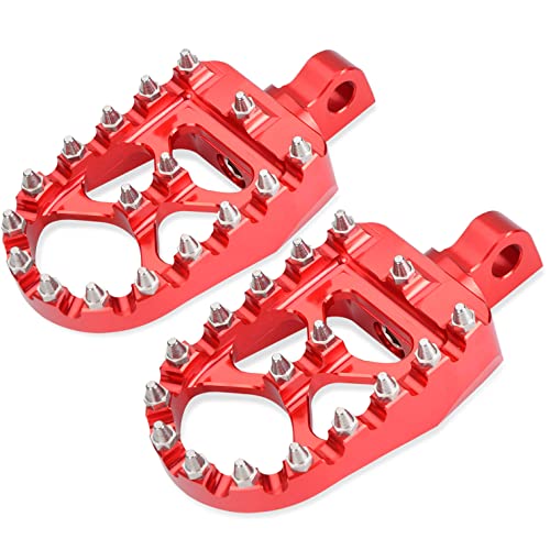 Goldfire Motorcycle Footpegs, 1 Pair Red CNC Wide Foot Pegs 360° Roating MX Chopper Bobber Style Fits for HD Dyna Sportster Fatboy Iron 883 (Red) - color: Red