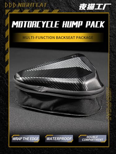 NIGHT CAT Tail Bag Multifunctional Waterproof Saddle Bag Motorcycle Rear Seat Universal Storage - color: Black-High Capacity