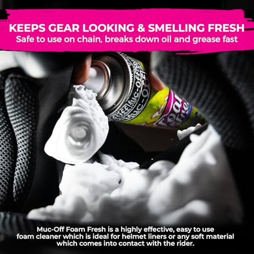 Muc-Off Foam Fresh 2-Pack | Cleaner Foam for Gloves, Pads, Boots & Riding Gear | Instant Foaming Action Removes Dirt, Sweat & Odours | Universal Fit | Fresh Smell & Long-Lasting Fabric Care