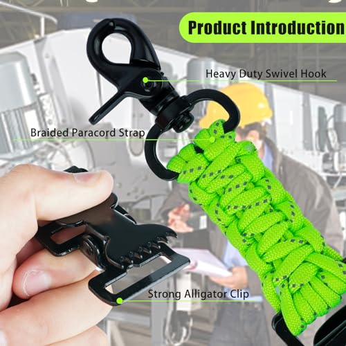 KUNN Double End Tactical Glove Clips Work Glove Holders Hardhat Holder for Heavy Duty Belt,Outdoor Backpack - color: Lime Green-2pcs