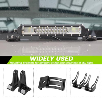 Ditch Light Brackets Hood Mount - 2PCS Universal LED Light Bar Mounting Brackets Hood Hinge Pillar Pod Fog Light Mounts Clamp M6 for Car Truck Off-Road Accessories No Drilling CNC Aluminum Black