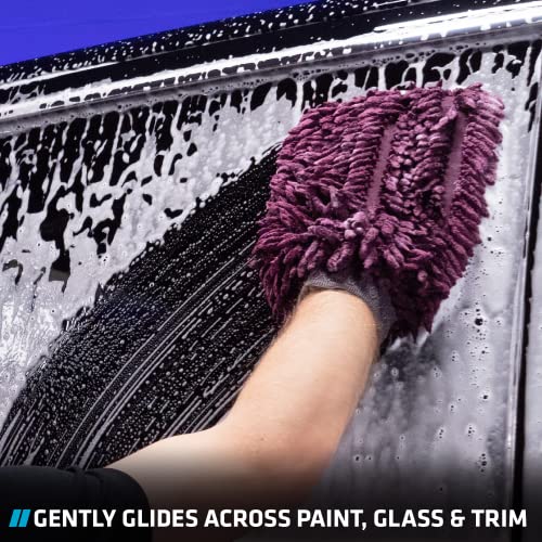 VIKING Car Wash Mitt, Microfiber for Car Cleaning, Premium Chenille, Purple, 10 inch x 8 inch, 2 Pack - color: Purple