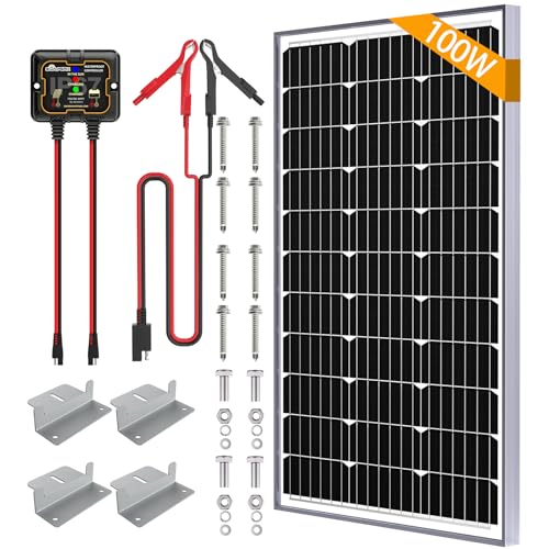 SOLPERK 100W Solar Battery Charger Solar Battery Maintainer + Smart 10A MPPT Charge Controlle, Solar Panel Kit for Car RV Boat Motorcycle，12V Waterproof Solar Panel Charger Trickle Charging - size: 100W MPPT Kit