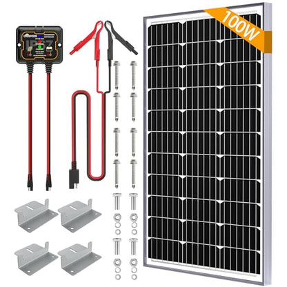 SOLPERK 100W Solar Battery Charger Solar Battery Maintainer + Smart 10A MPPT Charge Controlle, Solar Panel Kit for Car RV Boat Motorcycle，12V Waterproof Solar Panel Charger Trickle Charging - size: 100W MPPT Kit