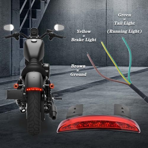 1PC Motorcycle Tail Light Chopped Rear Fender Edge LED Brake Light License Plate Light Stop Running Light for XL 883N 1200N XL1200V XL1200X (Red Shell) - size: NO.1-Red Shell