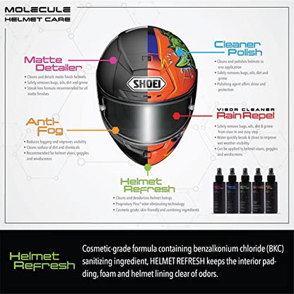 Molecule Helmet Refresh Spray | Premium Helmet Care | Cleans & Deodorizes Helmets, Visors, and Goggles | Signature Fresh Scent | 4 Ounces