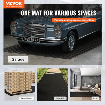 VEVOR Diamond-Plate Rubber Flooring Roll, 3 mm x 4 ft x 10 ft Garage Floor Mat, SBR, Easy to Clean, Diamond Plate Rubber Mat for Under Cars, Garage Industry Gym, Black - size: 4 ft x 10 ft