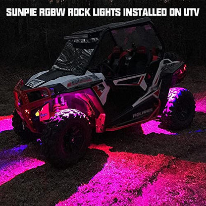 SUNPIE 12 Pods High Power RGBW Rock Lights IP67 Waterproof Phone App Custom Colors Voice Mode Music Mode Neon Accent Wheel Well Lights for Off Road Truck SUV ATV UTV Boats - size: 12 Pods