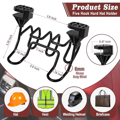 Five Hook Hard Hat Holder for Truck Seat Heavy Duty Metal Hard Hat Accessories Holder for Truck SUV Car Seat to Keep Helmet Safety (Five Hook, 1) - style: Five Hook