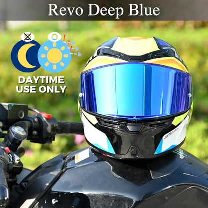 Compatible With K6S Visor K6 Face Shield Replacement Tinted Visor Helmet Accessories (Revo Deep Blue) - color: Revo Deep Blue