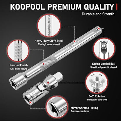 13pc 3/8" Spark Plug Socket Set with Installation Tube, 3/8" Drive Ratchet Wrench,3 Extension Bars(3",6",10")，Spark Plug Socket Sets, Gap Tool, U Joint,1/2" to 3/8" Adapter (13pcs) - style: Standard Set