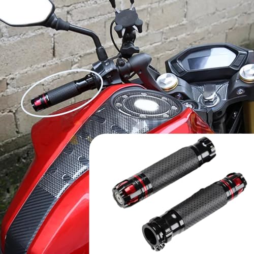 Riloer Motorcycle Handlebar, Non-Slip Hand Grips, Compatible with Motorcycles with 7/8 inch (22MM) Handlebars, 2 PC - color: Black and Red
