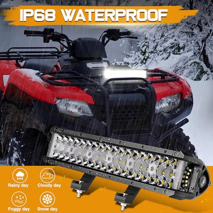13.5 Inch LED Light Bar, 174W Side Shooter Triple Row LED Pods Off Road Bumper Bar Spot Flood Combo Driving Fog Lights for Trucks ATV UTV SUV Pickup Boat Tractor - size: 13.5 Inch
