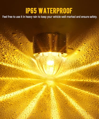Partsam 1x Glass Watermelon Light Single-Face Amber LED Turn Signal Marker Light, Zinc Alloy Housing Clear Lens Post Mount for Peterbilt Freightliner Semi Truck Trailer, 12V - color: ClearLensAmberLights