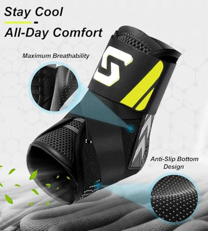Quick Lace Up Ankle Brace for Sprained Ankle, Slim Fit Ankle Support Brace with Side Stabilizing Pads for Men & Women, Adjustable Ankle Stabilizer for Injury Recovery, Running, Sports, M-Support Plate of 1 - size: M(Ankle:12"-13")