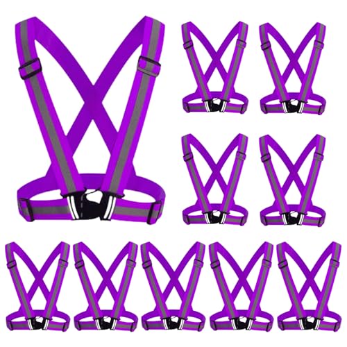 Reflective Vest, High Visibility Safety Vest Straps Reflective Gear for Night Running Walking Cycling for Men Women Kids - color: Purple