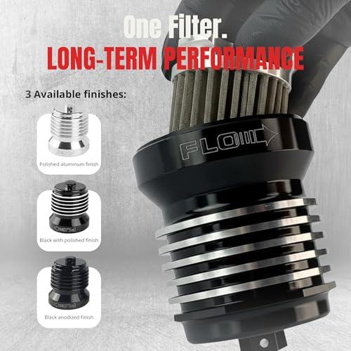 PC Racing FLO Reusable Spin-On Oil Filter PCS4B – “Black Anodized Fins, High-Flow Filter for Harley Touring, Street Glide, Road Glide, Road King, Bagger, Twin Cam & Milwaukee-Eight Engines - style: Black Anodized Fins
