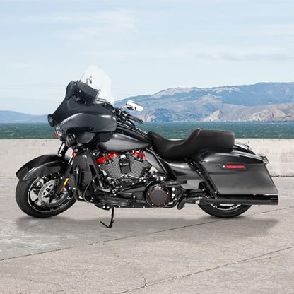 C.C. RIDER 2 Up Driver Rider&Passenger Seat fit for Harley Touring Road King Street Glide Road Glide Electra Glide 2009-2023 - color: 04# Seat Black+Red Stitching