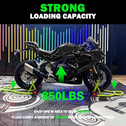 MOTO4U Motorcycle Stands Front and Rear, Front Rear Combo Stand Universal Wheel Lift Stand Swingarm Spool Lift Stand Paddock Stand Green - size: Front & Rear Stand Green