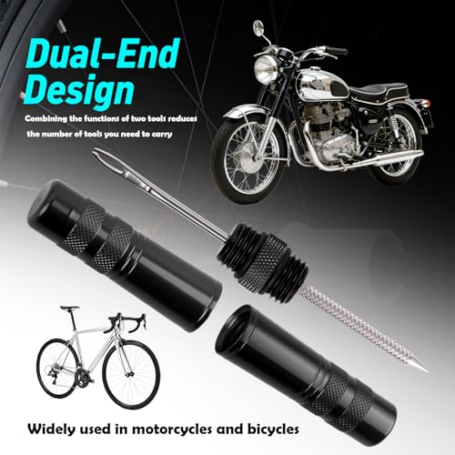 New Tire Repair Kits with 5 Tire Plugs,Dual-Ended Tubeless Bike Tires Repair Kit with Reamer & Insertion Fork,Portable Flat Tires Repairs Kit for Mountain Road Bicycle/Autos