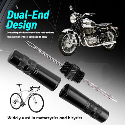 New Tire Repair Kits with 5 Tire Plugs,Dual-Ended Tubeless Bike Tires Repair Kit with Reamer & Insertion Fork,Portable Flat Tires Repairs Kit for Mountain Road Bicycle/Autos