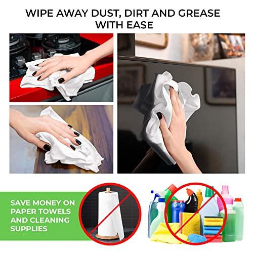 TILO Microfiber Cleaning Cloth – 19x13 Inch Ultra-Absorbent, Reusable Soft Polishing Cloth for Dust, Grease, Dirt – Non-Abrasive – White (White) - color: White