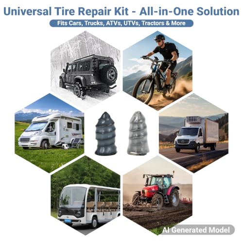 60 Pcs Tire Repair Screws with Screwdriver, Screw in Tire Plugs, Tire Patch Kit, Self-Service Rubber Nail Kit for Vacuum Tires of Cars, Motorcycles