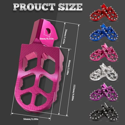 XINGWU Dirt Bike Foot Pegs for Surron Light Bee X/S E-Ride Pro SS/SR/S Talaria MX3 MX4 Segway X160/X260 CRF150F 230F 250F Electric Dirt Bike Foot Peg Rests (Pink) - color: Pink