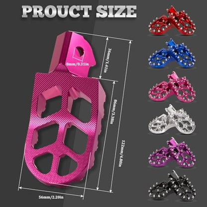 XINGWU Dirt Bike Foot Pegs for Surron Light Bee X/S E-Ride Pro SS/SR/S Talaria MX3 MX4 Segway X160/X260 CRF150F 230F 250F Electric Dirt Bike Foot Peg Rests (Pink) - color: Pink