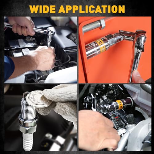 ELEAD 16-Piece Spark Plug Socket Set, 3/8" Drive Swivel Magnetic Spark Plug Removal Tool Kit with Torque Wrench (5–45 lb-ft), E-Torx & Torx Bit Sockets, Extensions & Universal Joint - size: 16-Piece Spark Plug