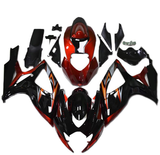 FLPRO ABS Plastic Complete Fairings Fit for Suzuki GSXR600 GSXR750 K6 2006 2007 GSX-R600 GSX-R750 06 07 Injection Mold Motorcycle Bodywork Gloss Orange Black Body Kit - color: gloss orange black