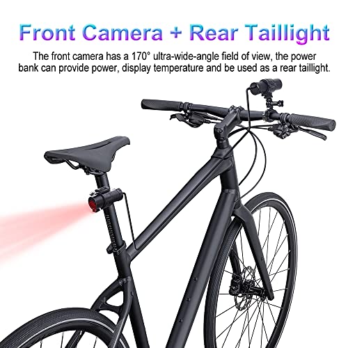 VSYSTO Bike Camera, WiFi 2K Bicycle Cam with Temperature Display Taillight, 170° Wide Angle Night Vision SONYIMX335 Lens Waterproof Motorcycle Helmet Dash Cam (2K Camera with Temperature Sensor) - style: 2K Camera with temperature sensor