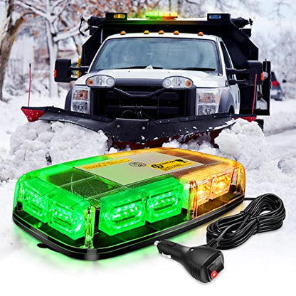 Nilight 12 Inch Roof Top Strobe Lights 48LED Hazard Light Emergency Safety Warning LED Flashing Light Bar Magnetic Mount 12V 24V for Cars Trucks Snow Plows Construction Vehicles - color: Amber and Green